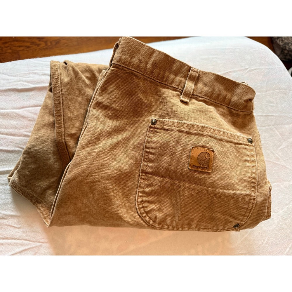 Carhartt B136-BRN Brown Double Front Logger Dungarees Loose Fit Mens 42x30 (28)